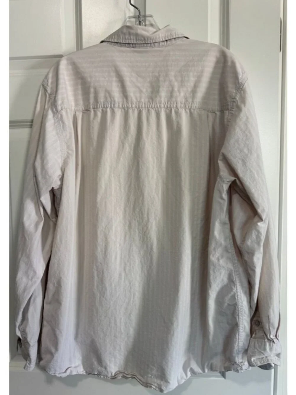 The North Face Long Sleeve Shirt Ivory Tan Button Front Striped Men's Size Large